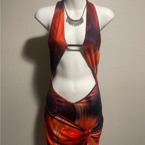 Vibrant Halter Cutout Dress
